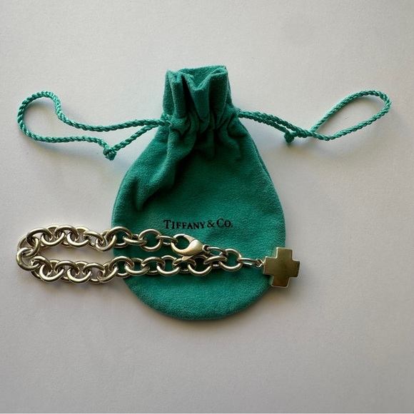 Tiffany & Co. 925 Silver 7.50in-19,5cm Cross Tag Charm Bracelet - Picture 2 of 16